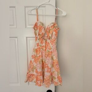 SABO Floral Mini Dress in Pink and Orange